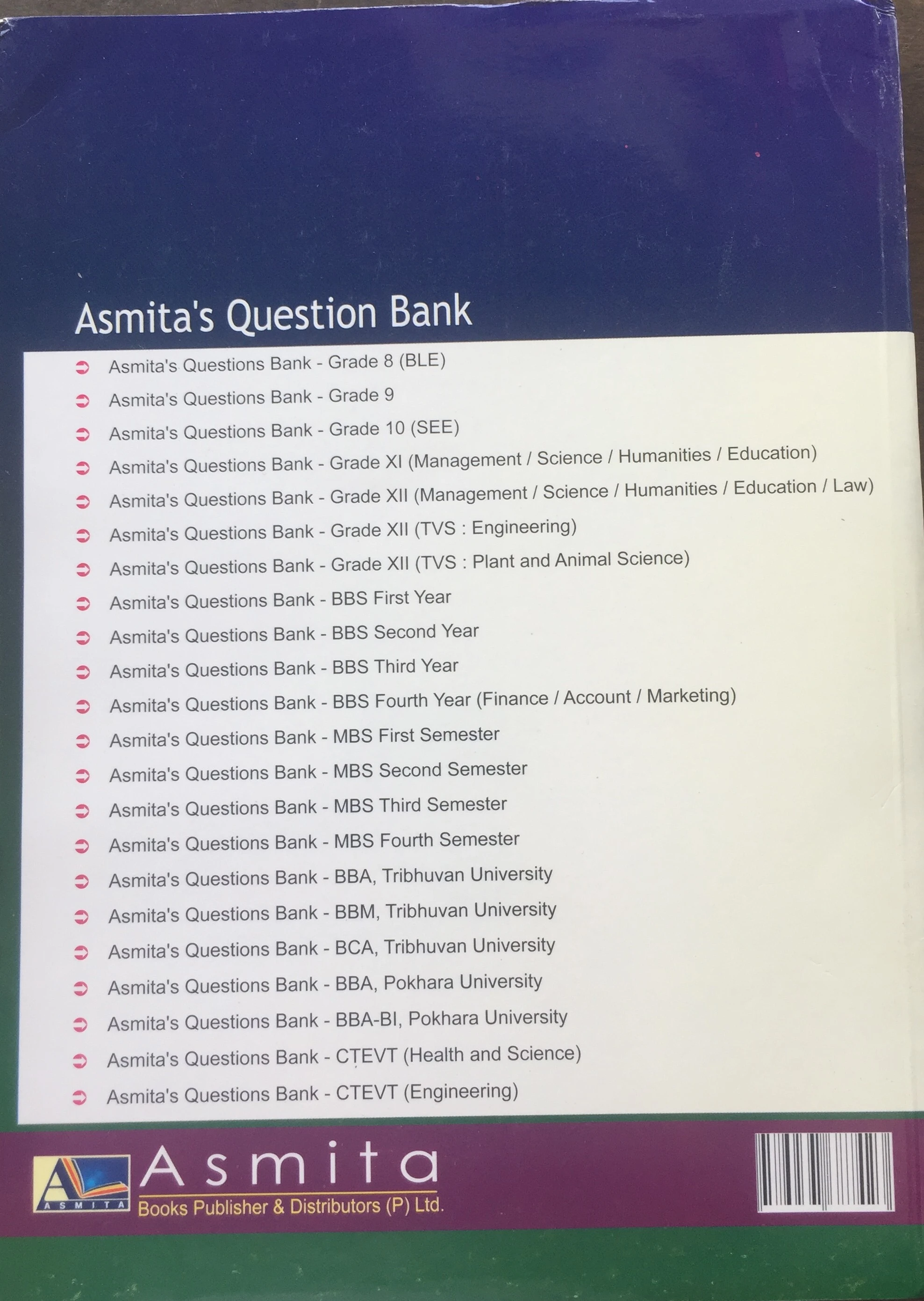 Asmita's Old is Gold Question Bank for XI [Management] for 2083